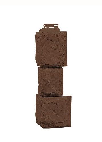 Угол фасадного сайдинга «Камень крупный» коричневого цвета купить в Ростове-на-Дону