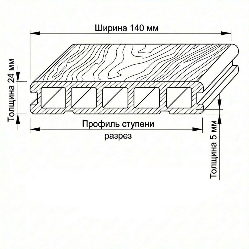 Террасная доска ДПК GardenParkett Табула, Графит купить в Ростове-на-Дону
