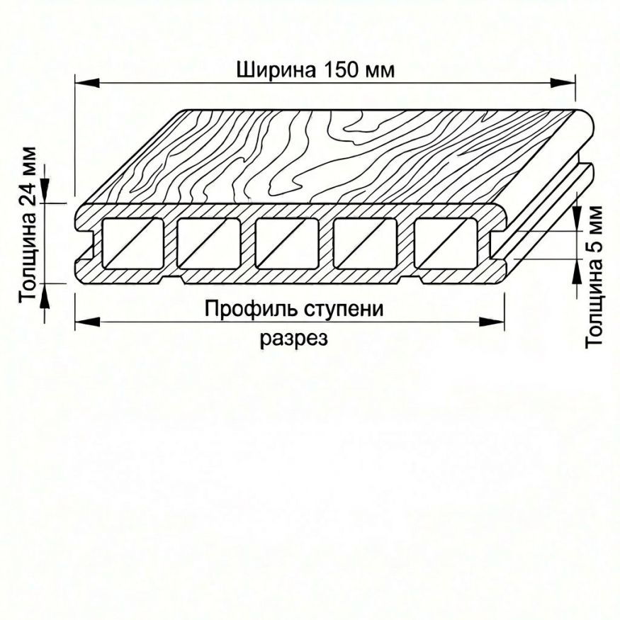 Террасная доска ДПК GardenParkett Патио, Графит купить в Ростове-на-Дону