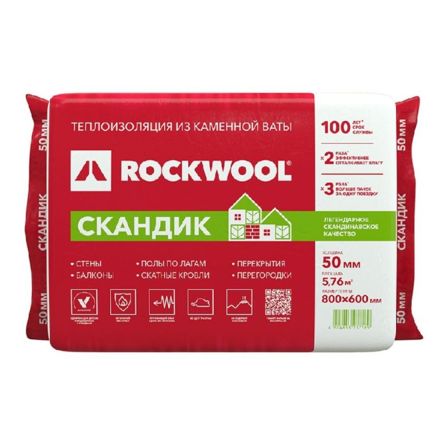 Утеплитель Лайт Баттс Скандик 50х600х800 Rockwool купить в Ростове-на-Дону