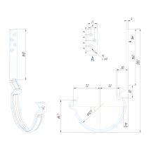 Крюк длинный усиленный модернизированный с комплектом крепления Aquasystem, RAL 7024 Тёмно-серый 125/90