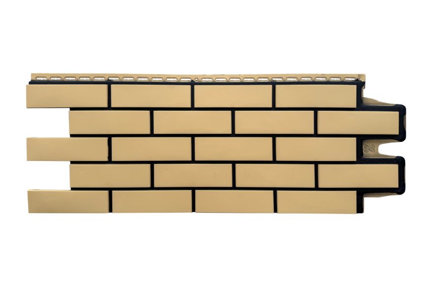 Фасадные панели Grand Line, Клинкерный кирпич Design, Песочный, шов RAL 9005  купить в Ростове-на-Дону