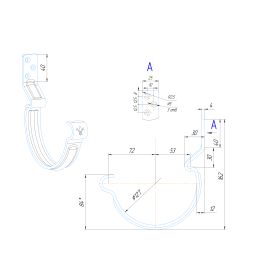 Крюк короткий усиленный модернизированный с комплектом крепления Aquasystem, PU MATT, RAL 7024 Тёмно-серый 125/90