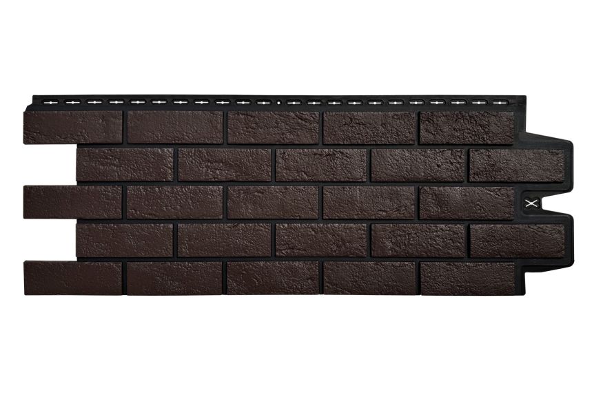 Фасадная панель Grand Line, Состаренный кирпич Design, Шоколадный, шов RAL 9005 купить в Ростове-на-Дону