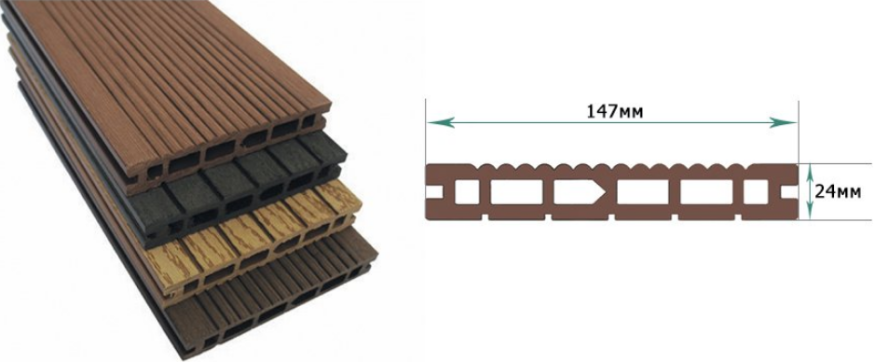 Террасная доска из ДПК Terrapol Классик Пустотелая с пазом купить в Ростове-на-Дону