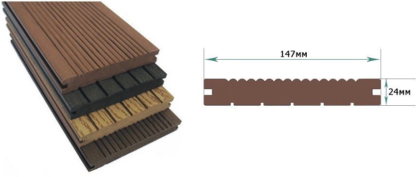Полнотелая террасная доска из ДПК Terrapol Классик с пазом купить в Ростове-на-Дону